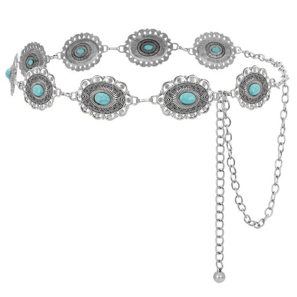 Accessories - 8173 Western Concho Belt For Women Silver Gold Chain Cowgirl